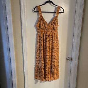 Joie Orange Geometric Midi Dress